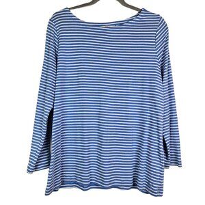 Vineyard Vines Blue and White Striped Long Sleeve Tee